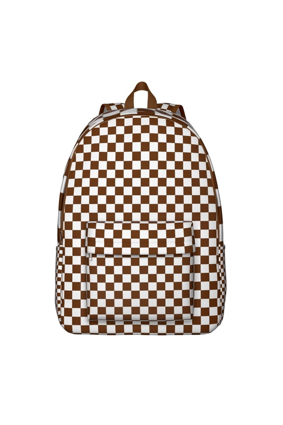 Moroccan Plaid Pattern Backpack, Exotic Geometric Checkered Design with Vintage Aesthetic for Teens and Adults