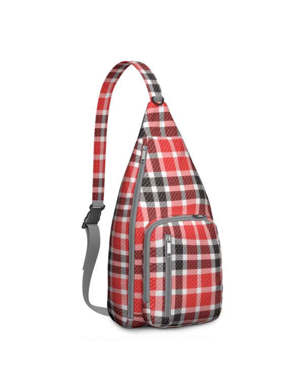 Moroccan Plaid Sling Backpack - Exotic Checkered Design Shoulder Bag, Lightweight Anti-Theft Pack for Daily Use