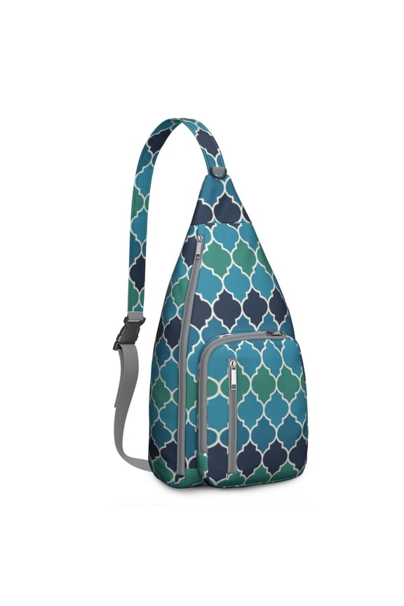 Moroccan Plaid Sling Backpack - Exotic Checkered Design Shoulder Bag, Lightweight Anti-Theft Pack for Daily Use