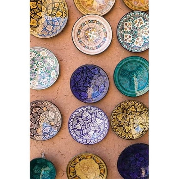 Moroccan Plates Ensemble Artisanat Ouarzazate South of The High Atlas Morocco Poster Print by Walter Bibikow - 11 x 17