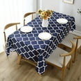 thumbnail image 1 of Moroccan Polyester Fabric Tablecloth - Water-Resistant Wrinkle Free Rectangle Dining Table Cover, Washable Protector for Holiday and Outdoor, Black, 60 x 84 Inch-Navy Blue-60 x 104 Inch, 1 of 6