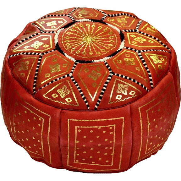 Moroccan Poofs Hand Made 100% Leather Ottoman Comfortable Round Design Foot Stool