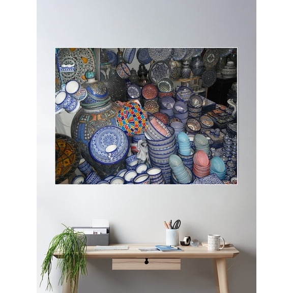 Moroccan Pottery Colour Poster Wall Art, Modern Wall Decor For Living Room Bedroom, 24x36 UNFRAMED