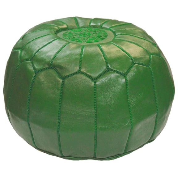 Moroccan Pouf Footstool Unstuffed Ottoman Poof Handmade Leather Genuine Green