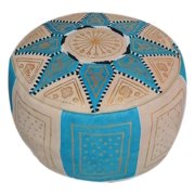 Moroccan Pouf Ottoman Footrest Hassock Handmade Leather Comfortable Unstuffed
