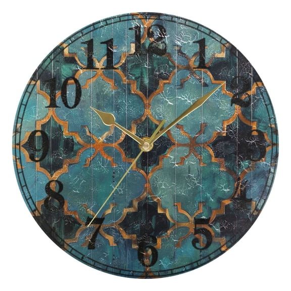 Moroccan Print Silent Wall Clock 10" Non-Ticking Battery Clock