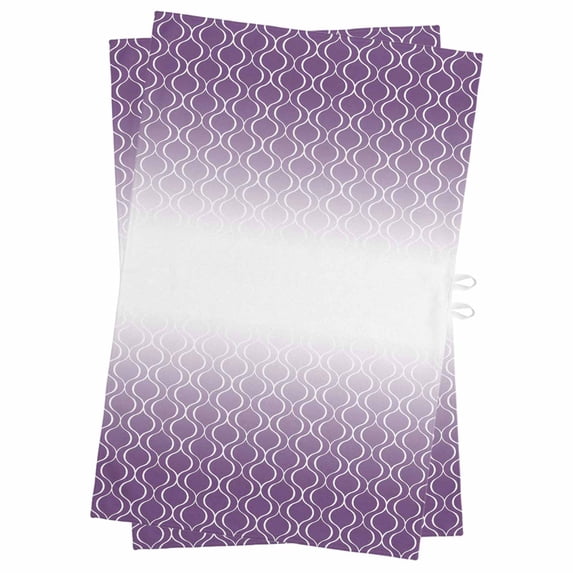 Moroccan Purple Kitchen Towels Set of 2, Water Absorbent Dish Towel, Geometric Gradient Plaid Modern Decorative Hand Towels - Quick Drying Cloth for Cooking Baking, 18x28 Inch