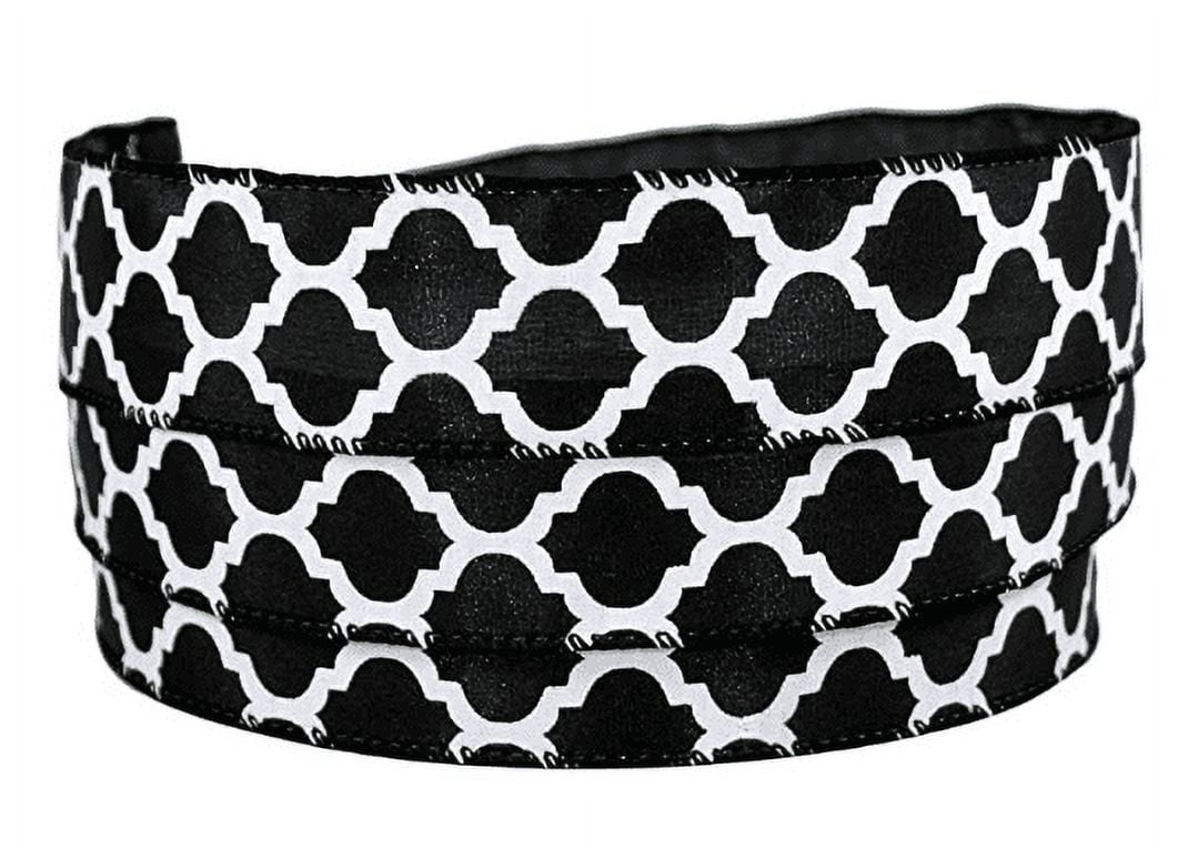 Moroccan Quatrefoil Black & White Wired Ribbon #9-1.5" X 50ydsTR21309-65