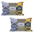 thumbnail image 1 of Moroccan Quilted Pillowcover Set of 2, Portuguese Tile Patterns Various Tones Textures Bohemian Print, Standard Queen Size Pillow Cover for Bedroom, 30" x 20", Multicolor, by Ambesonne, 1 of 1