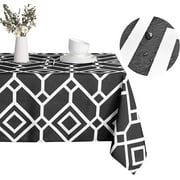 Moroccan Rectangle Table Cloth, 60 x 120 Black - Washable Water Resistance Microfiber Tablecloth Decorative Fabric Table Cover for Picnic Banquet Party Kitchen Dining Room, 150 GSM