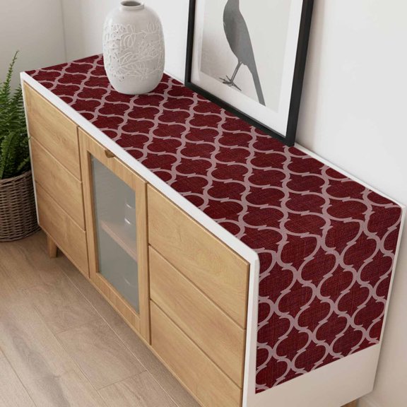 Moroccan Red Geometric Lattice Table Runner 70 Inches Long,Kitchen Dining Tablerunners Retro Medieval Pattern Linen Table Runners Dresser Scarves for Home Dinner Wedding Holiday Party Decor