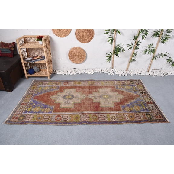 Moroccan Rug, Vintage Rugs, Turkish Rug, 3.8x7 ft Area Rug, Antique Rug