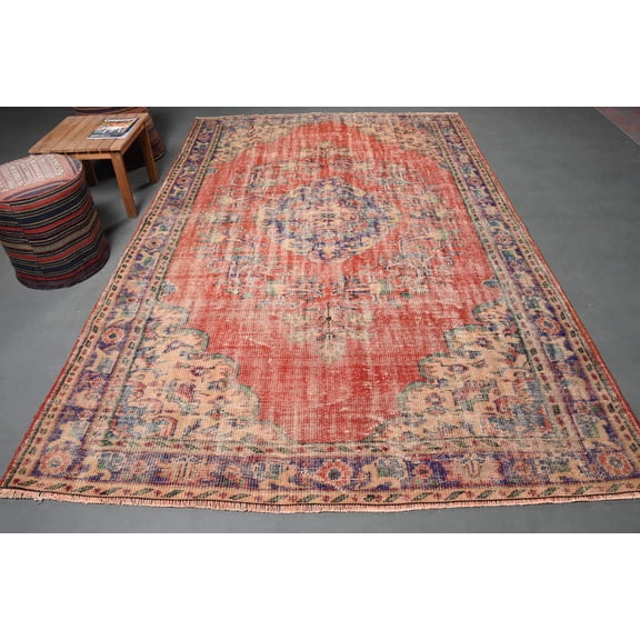 Moroccan Rugs, Vintage Rug, Turkish Rugs, 6.5x9.8 ft Large Rugs, Oushak Rugs