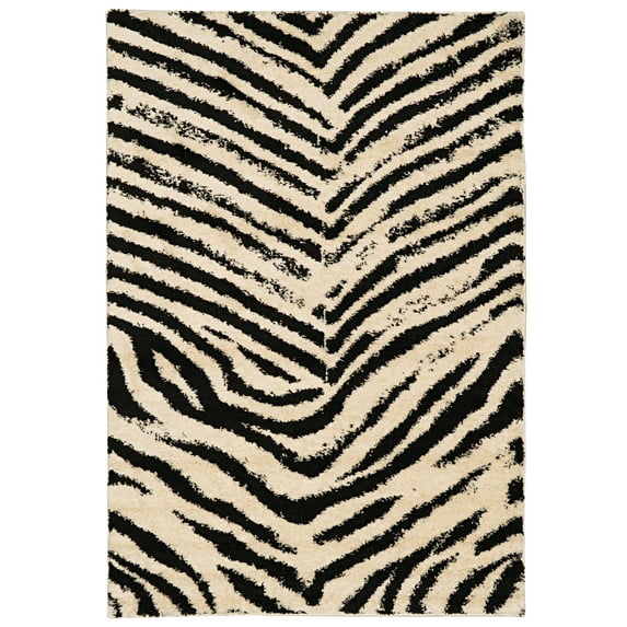 Moroccan Sahara Ivory Shag Area Rug 5x7 Geometric Abstract Distressed Design