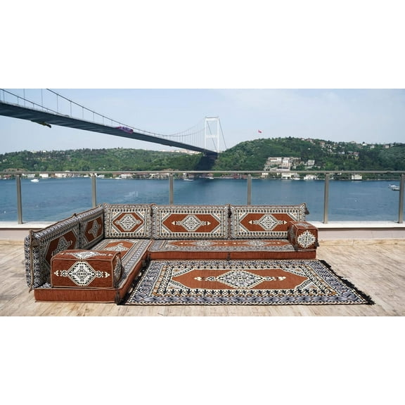 Moroccan Sofas, Brown Turkish Sofa, L Shaped Modular Sofa, Arabic Floor Cushions, Sofa Bed, Floor Pillows for Adults, Diwan Sofa