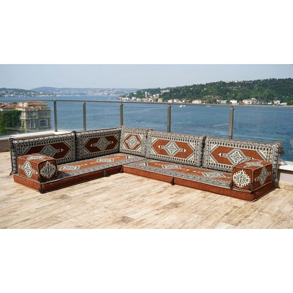 Moroccan Sofas, Brown Turkish Sofa, L Shaped Modular Sofa, Arabic Floor Cushions, Sofa Bed, Floor Pillows for Adults, Diwan Sofa
