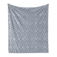 thumbnail image 1 of Moroccan Soft Flannel Fleece Blanket, Azulejo Ceramic Pattern with Rectangle Shapes with Diagonal Square Design, Cozy Plush for Indoor and Outdoor Use, 50" x 60", Blue Cream Marigold, by Ambesonne, 1 of 5