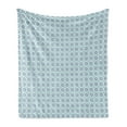 thumbnail image 1 of Moroccan Soft Flannel Fleece Blanket, Repetitive Mediterranean Inspired Sea Tones Simplistic Illustration, Cozy Plush for Indoor and Outdoor Use, 50" x 70", Pale Teal Dark Sky Blue, by Ambesonne, 1 of 5