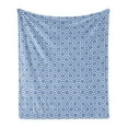 thumbnail image 1 of Moroccan Soft Flannel Fleece Blanket, Traditional Moorish Tangled Lines Pattern Eastern Design Abstract Geometric, Cozy Plush for Indoor and Outdoor Use, 50" x 60", Baby Blue White, by Ambesonne, 1 of 5