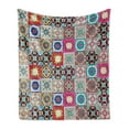 thumbnail image 1 of Moroccan Soft Flannel Fleece Throw Blanket, Arrangement of Ceramic Mosaic Tiles and with Mathematical Geometric, Cozy Plush for Indoor and Outdoor Use, 50" x 60", Multicolor, by Ambesonne, 1 of 5