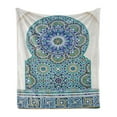 thumbnail image 1 of Moroccan Soft Flannel Fleece Throw Blanket, Ceramic Tile Antique East Pattern Heritage Architecture Print, Cozy Plush for Indoor and Outdoor Use, 60" x 80", Pale Coffee Turquoise, by Ambesonne, 1 of 5
