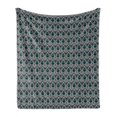 thumbnail image 1 of Moroccan Soft Flannel Fleece Throw Blanket, Continuous Ikat Folklore Ornaments Vibrant Detail Print, Cozy Plush for Indoor and Outdoor Use, 70" x 90", Dark Green Multicolor, by Ambesonne, 1 of 5