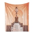 thumbnail image 1 of Moroccan Soft Flannel Fleece Throw Blanket, Eastern Architecture Themed Interior Photo of Hallway Vista, Cozy Plush for Indoor and Outdoor Use, 60" x 80", Peach Pale Mauve Taupe, by Ambesonne, 1 of 5