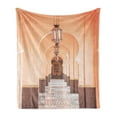 thumbnail image 1 of Moroccan Soft Flannel Fleece Throw Blanket, Eastern Architecture Themed Interior Photo of Hallway Vista, Cozy Plush for Indoor and Outdoor Use, 70" x 90", Peach Pale Mauve Taupe, by Ambesonne, 1 of 5