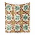 thumbnail image 1 of Moroccan Soft Flannel Fleece Throw Blanket, Eastern Geometry Art with Classical Damask Ornate Elements Image, Cozy Plush for Indoor and Outdoor Use, 60" x 80", Mustard Beige, by Ambesonne, 1 of 6