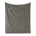 thumbnail image 1 of Moroccan Soft Flannel Fleece Throw Blanket, Floral Geometric Modern Oriental Illustration in Classic Tones, Cozy Plush for Indoor and Outdoor Use, 50" x 60", Eggshell Charcoal Grey, by Ambesonne, 1 of 5