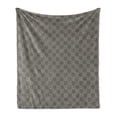 thumbnail image 1 of Moroccan Soft Flannel Fleece Throw Blanket, Floral Geometric Modern Oriental Illustration in Classic Tones, Cozy Plush for Indoor and Outdoor Use, 70" x 90", Eggshell Charcoal Grey, by Ambesonne, 1 of 5