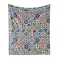 thumbnail image 1 of Moroccan Soft Flannel Fleece Throw Blanket, Geometric Squares and Rectangles Colorful and Complex Design Floral Arrangement, Cozy Plush for Indoor and Outdoor Use, 50" x 70", Multicolor, by Ambesonne, 1 of 5