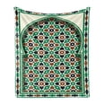 thumbnail image 1 of Moroccan Soft Flannel Fleece Throw Blanket, Middle Eastern Style Moroccan Door Arch with Medieval Floral Details Retro, Cozy Plush for Indoor and Outdoor Use, 70" x 90", Green and Brown, by Ambesonne, 1 of 5