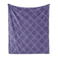 thumbnail image 1 of Moroccan Soft Flannel Fleece Throw Blanket, Monochromatic Floral Inspired Mandala Look Oriental Pattern Art, Cozy Plush for Indoor and Outdoor Use, 50" x 70", Quartz and Indigo, by Ambesonne, 1 of 5
