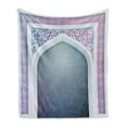 thumbnail image 1 of Moroccan Soft Flannel Fleece Throw Blanket, Old Fashion Ottoman Arch Door Surrounded by Digital Featured Geometry Motif, Cozy Plush for Indoor and Outdoor Use, 50" x 70", Mauve Grey, by Ambesonne, 1 of 5