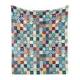 thumbnail image 1 of Moroccan Soft Flannel Fleece Throw Blanket, Oriental Eastern Pattern Grid Style Patchwork Ornament Tiles Design, Cozy Plush for Indoor and Outdoor Use, 50" x 60", Multicolor, by Ambesonne, 1 of 5