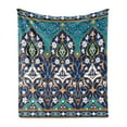 thumbnail image 1 of Moroccan Soft Flannel Fleece Throw Blanket, Ottoman Folkloric Art Inspired Abstract Aged Middle Age Renaissance Print, Cozy Plush for Indoor and Outdoor Use, 70" x 90", Navy Blue, by Ambesonne, 1 of 5