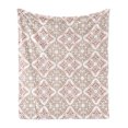 thumbnail image 1 of Moroccan Soft Flannel Fleece Throw Blanket, Pastel Colored Complex Tiles with Geometrical Shapes Persian Art, Cozy Plush for Indoor and Outdoor Use, 70" x 90", Beige Pink White, by Ambesonne, 1 of 5