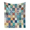 thumbnail image 1 of Moroccan Soft Flannel Fleece Throw Blanket, Patchwork Pattern Different Colorful Original Tunisian, Cozy Plush for Indoor and Outdoor Use, 50" x 70", Multicolor, by Ambesonne, 1 of 5