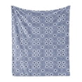 thumbnail image 1 of Moroccan Soft Flannel Fleece Throw Blanket, Portuguese Tiles Squares Grid Style Pattern Oriental Motif, Cozy Plush for Indoor and Outdoor Use, 50" x 60", Violet Blue Orange White, by Ambesonne, 1 of 5
