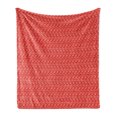thumbnail image 1 of Moroccan Soft Flannel Fleece Throw Blanket, Repetitive Dots Arrangement Leaves Inspired Vibrant Tones Illustration, Cozy Plush for Indoor and Outdoor Use, 50" x 60", Vermilion and White, by Ambesonne, 1 of 5