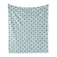 thumbnail image 1 of Moroccan Soft Flannel Fleece Throw Blanket, Style Traditional Star Shape Motifs Repetition, Cozy Plush for Indoor and Outdoor Use, 50" x 70", Deep Sky Blue Ecru, by Ambesonne, 1 of 5