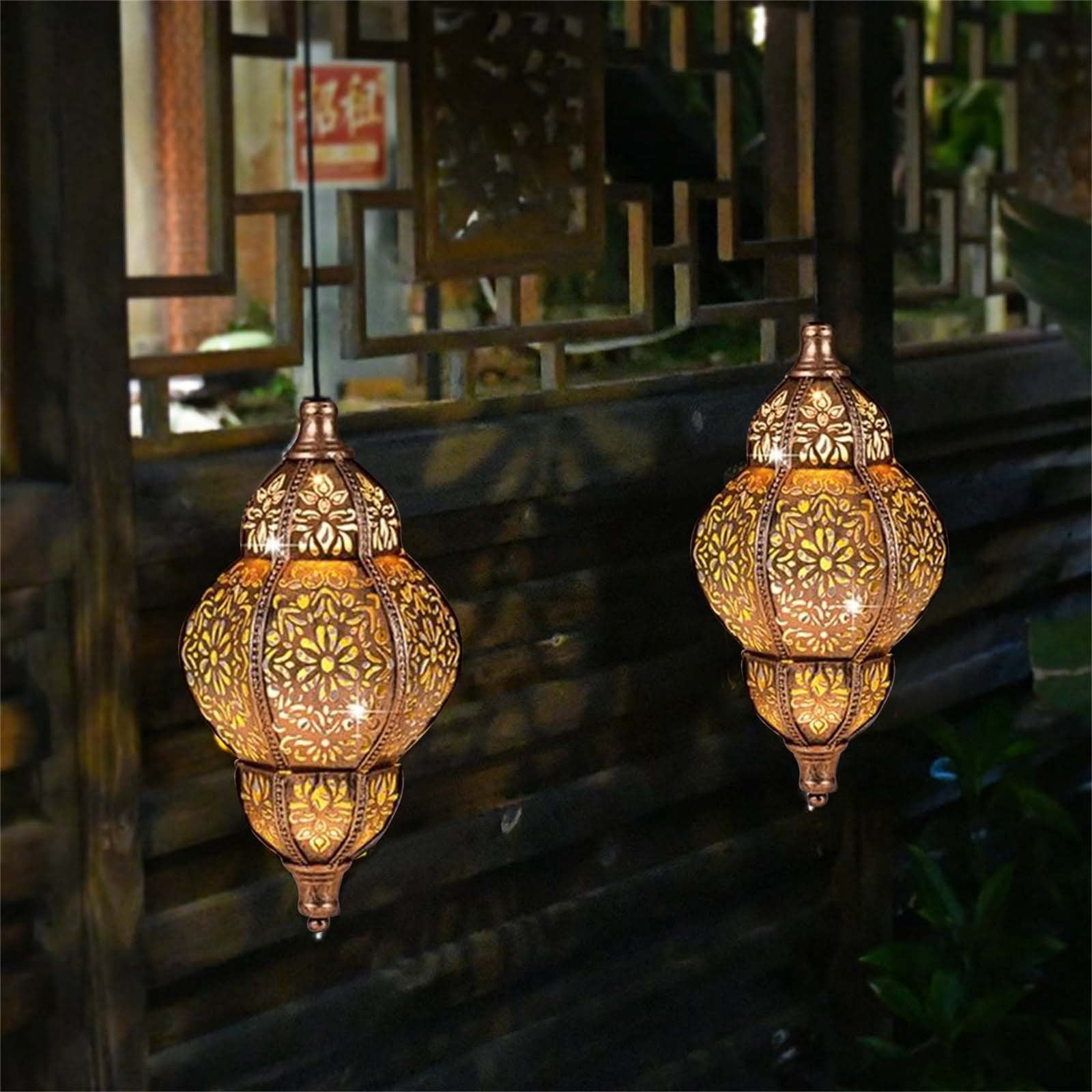 Moroccan Solar Outdoor Lights, Hanging Solar Lights, Waterproof Matel LED Lanterns Garden Gifts, Garden Landscape Lights,Waterproof Decorative Light for Fence,Landscape Lighting for Patio Yard Window