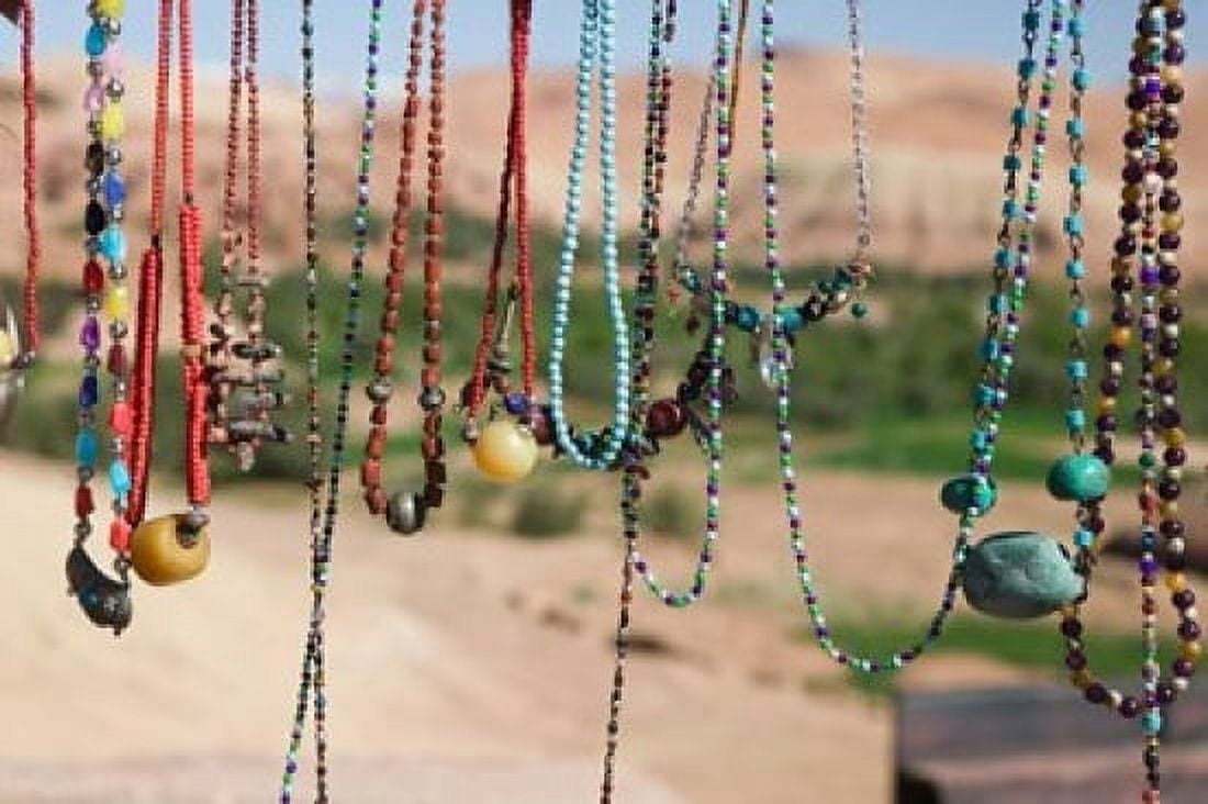Moroccan Souvenir Jewelry Ait Benhaddou South of the High Atlas Morocco Canvas Art - Walter Bibikow DanitaDelimont (34 x 23)