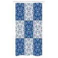 thumbnail image 1 of Moroccan Stall Shower Curtain, Turkish Portuguese Style Mosaic Ceramic Patterns Country Style Vintage Image, Fabric Bathroom Set with Hooks, 36W X 72L Inches Long, Navy Blue White, by Ambesonne, 1 of 1