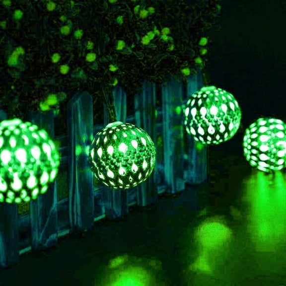 Moroccan String Light, 3.5m 12LED Solar Moroccan Ball Outdoor String Lights Solar Metal Ball Lights Waterproof for Garden