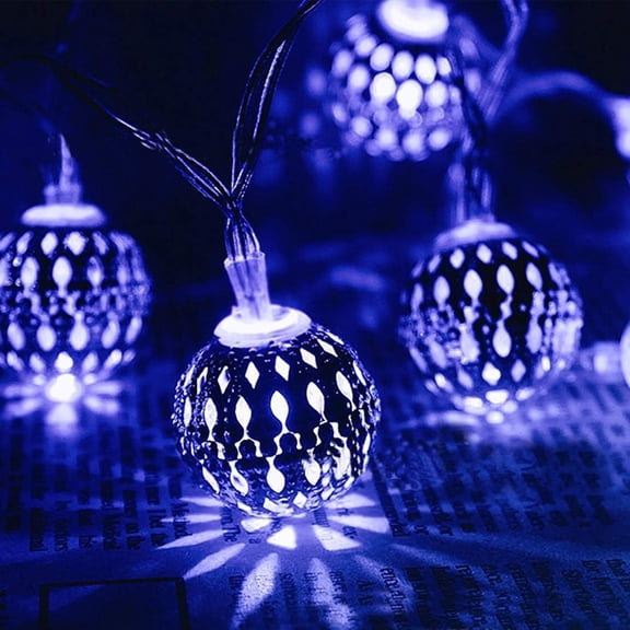 Moroccan String Lights, 3M 20LED Moroccan Ball Outdoor String Lights Metal Ball Lights Moroccan String Light Metal Fairy Lights Battery