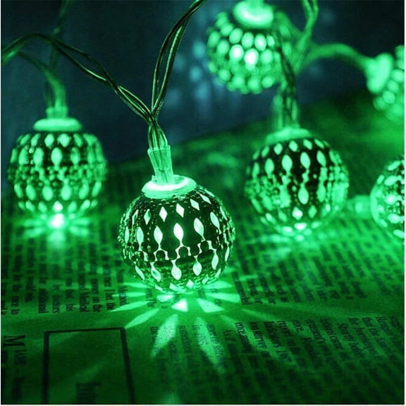 Moroccan String Lights, 3M 20LED Moroccan Ball Outdoor String Lights Metal Ball Lights Moroccan String Light Metal Fairy Lights Battery