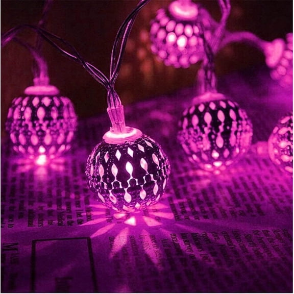Moroccan String Lights, 3M 20LED Moroccan Ball Outdoor String Lights Metal Ball Lights Moroccan String Light Metal Fairy Lights Battery