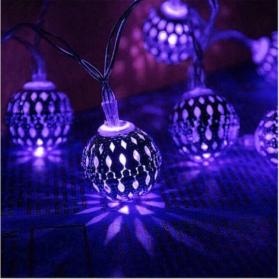 Moroccan String Lights, 3M 20LED Moroccan Ball Outdoor String Lights Metal Ball Lights Moroccan String Light Metal Fairy Lights Battery